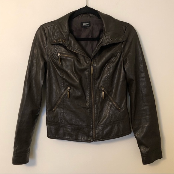 Suzy Shier Dark Brown Leather Jacket - Picture 6 of 6